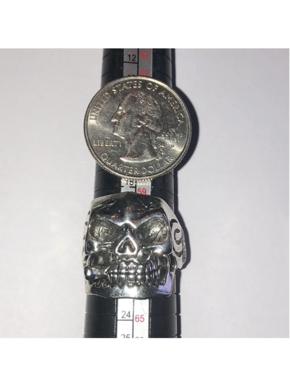 Size 10 Silver Tone Mens Skull Biker Bikercore Ring